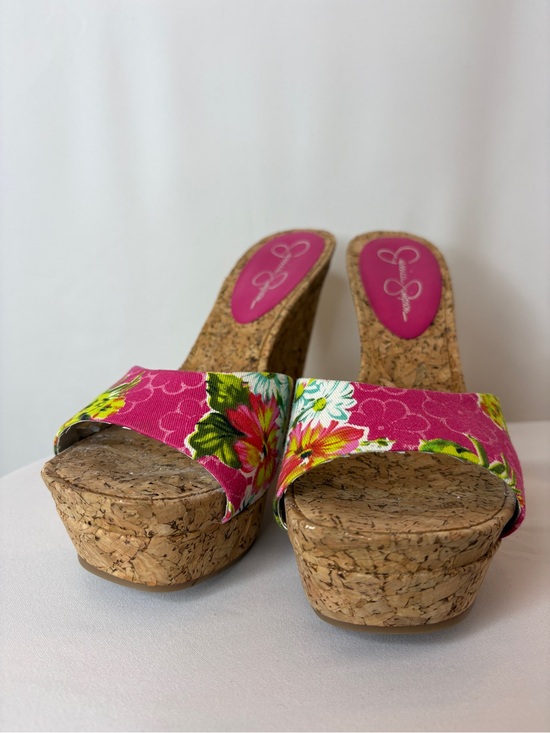Jessica Simpson Shoes - Jessica Simpson Hot Pink Floral Cork Platform Wedges
